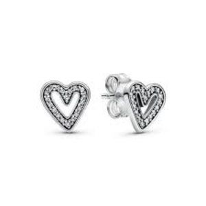 Pandora Sparkling Freehand Heart Stud CZ Earrings